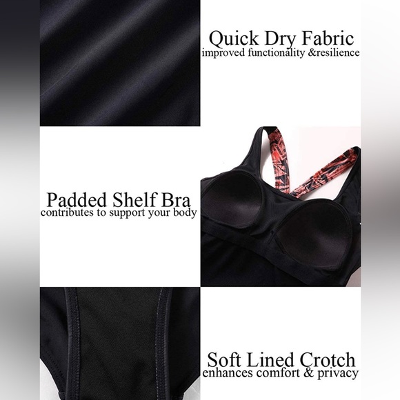 beautyin Women's One Piece Athletic Racerback Swimsuit Slimming Bathing Suit - Picture 3 of 8